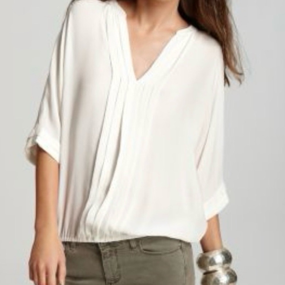 Joie Cream 100% Silk V-Neck Blouse